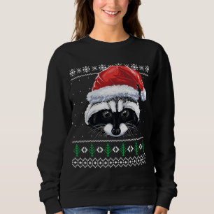 Camiseta Papais noeis Engraçados Raccoon Xmas Ugly Sw