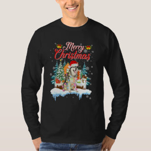 Camiseta Papais noeis Engraçados Siberianos Husky Feliz Hom