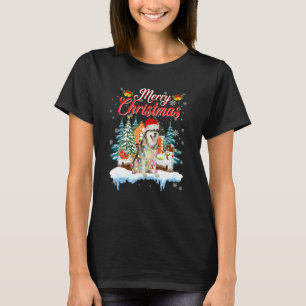 Camiseta Papais noeis Engraçados Siberianos Husky Feliz Hom