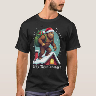 Camiseta Papais noeis Engraçados Telhado Feliz Quadrinhos