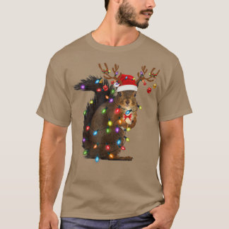 Camiseta Papais noeis Esquilo de Natal Luz de Pajama Corres