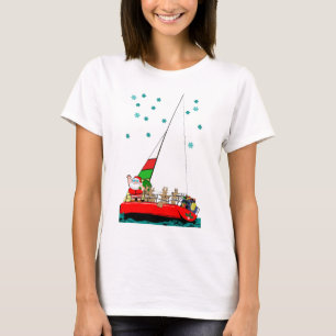Camiseta Papais noeis estrelados velejando no Natal