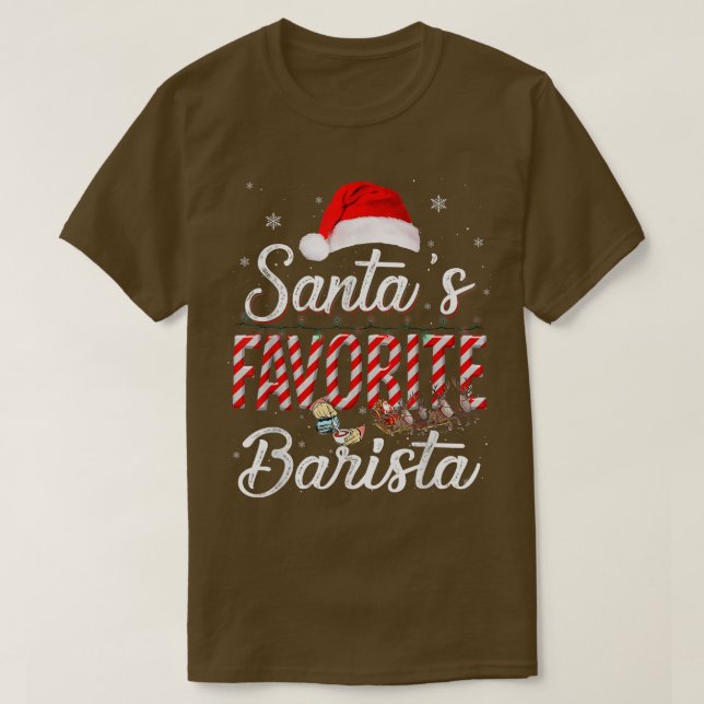 Camiseta Papais noeis Favoritos Barista Luz De Chapéu Em Pa (Frente do Design)