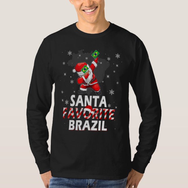 Camiseta Papais noeis Favoritos Brasil Bandeiras Dabbing Ha (Frente)