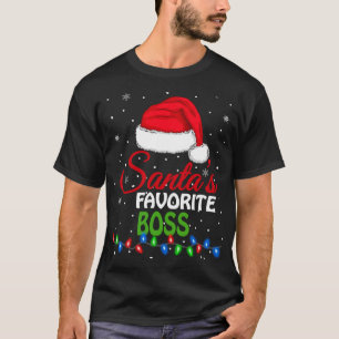 Camiseta Papais noeis Favoritos Chefe Santa Hat Luz Engraça