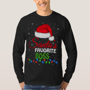 Camiseta Papais noeis Favoritos Chefe Santa Hat Luz Engraça