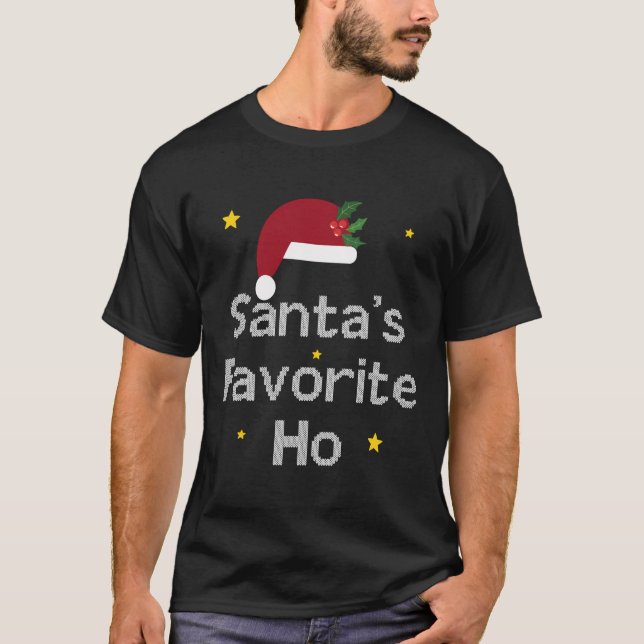 Camiseta Papais noeis Favoritos De Natal De Ho Papai Noel D (Frente)