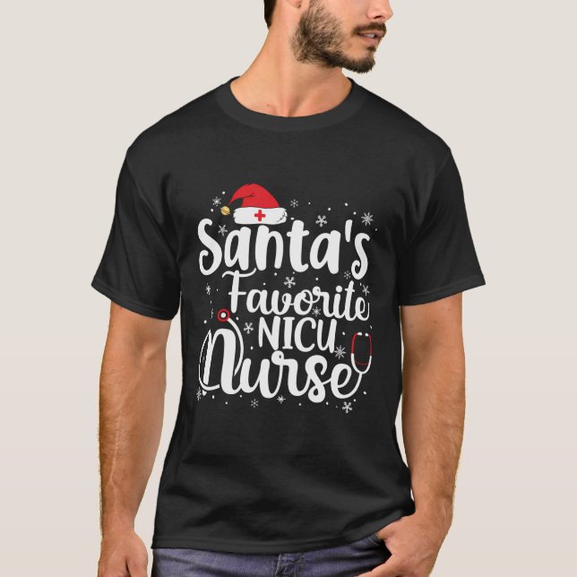 Camiseta Papais noeis Favoritos Enfermeira Nicu Feliz Festa (Frente)