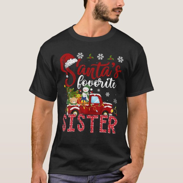 Camiseta Papais noeis Favoritos Irmã Engraçada Papai Noel (Frente)