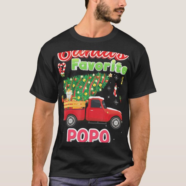 Camiseta Papais noeis Favoritos Popo Árvore de Natal Corres (Frente)