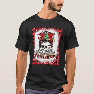 Camiseta Papais noeis Favoritos Professor Messy Bun Leopard