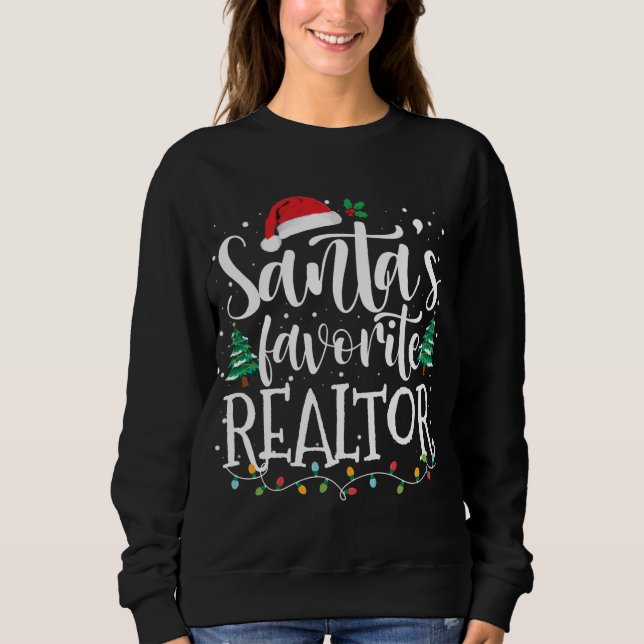 Camiseta Papais noeis Favoritos Realtor Natal Santa Hat Lig (Frente)