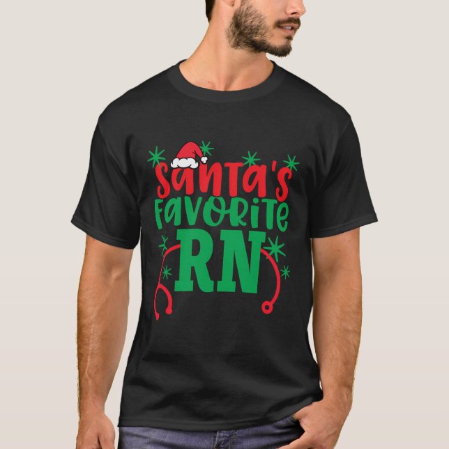 Camiseta Papais noeis Favoritos Rn Cute Christmas Nurs (Frente)