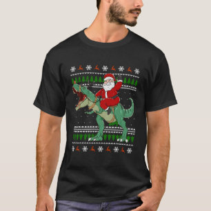 Camiseta Papais noeis Feios A Andar Na Reindeer Do Dinossau