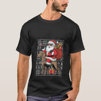 Camiseta Papais noeis Feios Do Xmas Andando Ridgeback Rhode