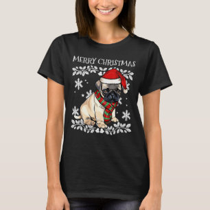 Camiseta Papais noeis Feliz de Natal Pug Xmas