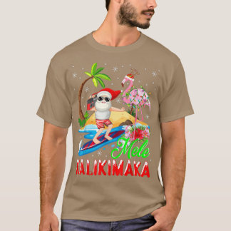 Camiseta Papais noeis Flamingo do Havaí Mele Kalikimaka Mer