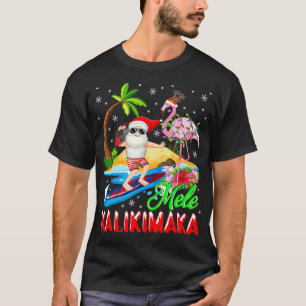 Camiseta Papais noeis Flamingo do Havaí Mele Kalikimaka Mer