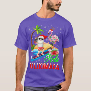 Camiseta Papais noeis Flamingo do Havaí Mele Kalikimaka Mer