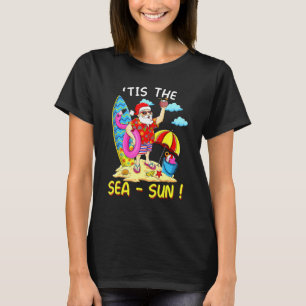 Camiseta Papais noeis Flamingo Float Este É O Mar Sun Chris