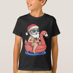Camiseta Papais noeis Flamingo Floatie Engraçado Natal Em J