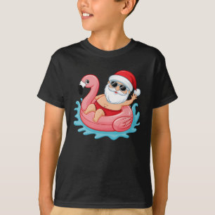 Camiseta Papais noeis Flamingo Floatie Engraçado Natal Em J