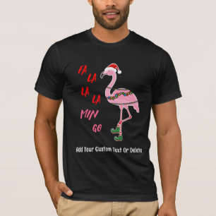 Camiseta Papais noeis Flamingo Floatie Engraçado Natal no V