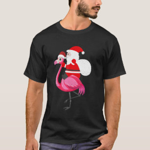 Camiseta Papais noeis Flamingo Floatie Engraçado Natal no V