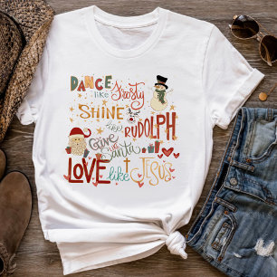 Camiseta Papais noeis Frosty Rudolph Jesus Cita Férias de N