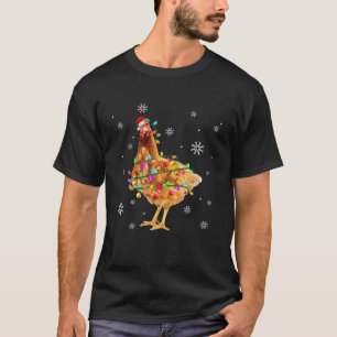 Camiseta Papais noeis Galinhas Árvore de Natal Luz Pajama 