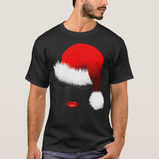 Camiseta Papais noeis Garota Eyelashes Lábios Natal