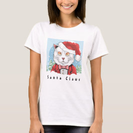 Camiseta Papais noeis Garotas Gatinho Natal