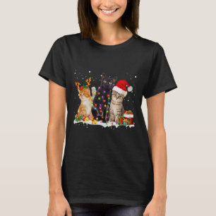Camiseta Papais noeis Gato Belo e Gordo Reindeer Pajama Nat