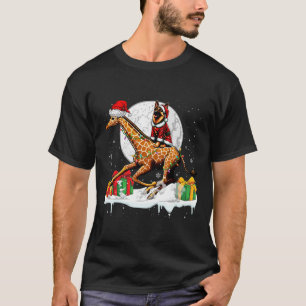 Camiseta Papais noeis German shepherd Andando Girafa Natal