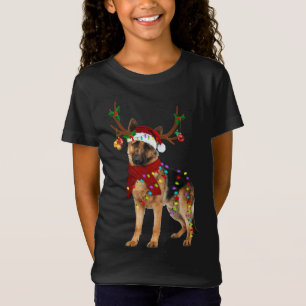 Camiseta Papais noeis German shepherd de renas de Natal cla
