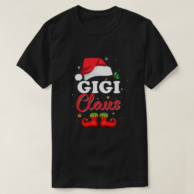 Camiseta Papais noeis Gigi Claus Coincidindo com pijamas da (Frente do Design)