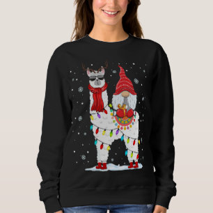 Camiseta Papais noeis Gnomos Andando Llama Reindeer Luz de