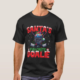 Camiseta Papais noeis: Goalie de Hockey Santa Hat favorito