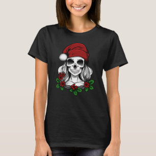 Camiseta Papais noeis Gótica Whimsical Natal Skull