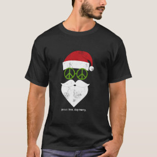 Camiseta Papais noeis Hippie Groovy Feliz de Natal Amor e P