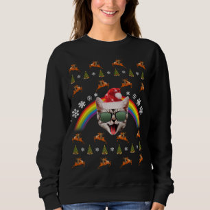 Camiseta Papais noeis hipsteres Cat Natal Tee Engraçado Gat