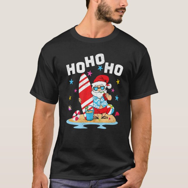 Camiseta Papais noeis Ho Ho Ho Summer Surfing Papais noeis  (Frente)