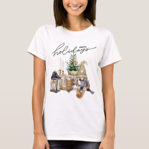 Camiseta Papais noeis impermeáveis com pinheiro Feriado