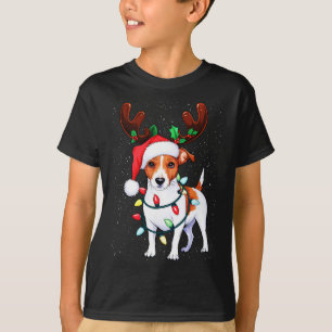 Camiseta Papais noeis Jack Russell Gorgeous Reindeer Light