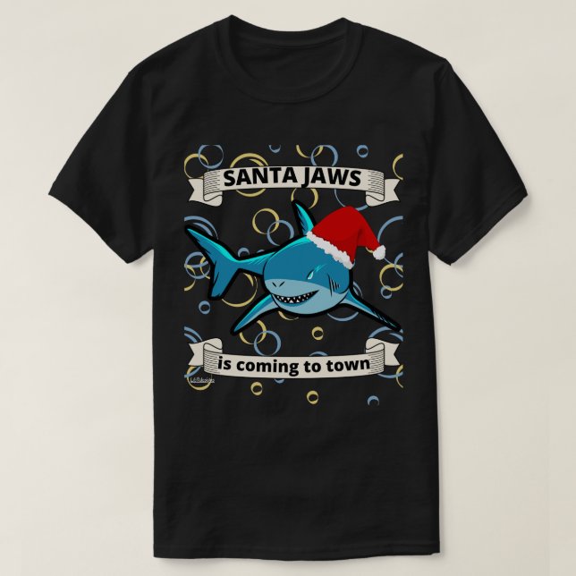 Camiseta PAPAIS NOEIS JAWS ESTÁ CHEGANDO AO tubarão de nata (Frente do Design)