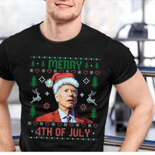 Camiseta Papais noeis Joe Biden Feliz 4 de julho Feliz Nata