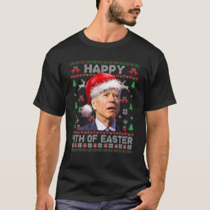 Camiseta Papais noeis Joe Biden Feliz 4 De Natal Feio Pásc