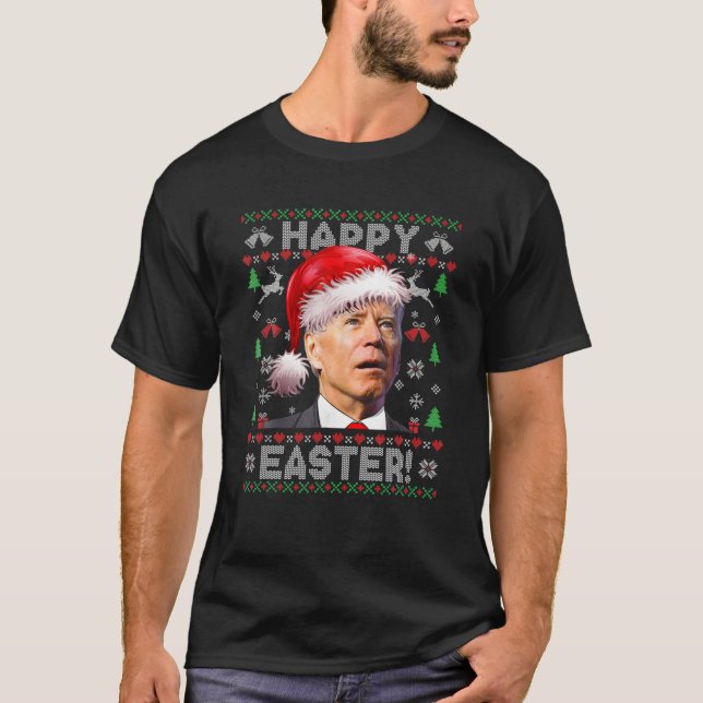 Camiseta Papais noeis Joe Biden Felz pascoa Suor de Natal F (Frente)
