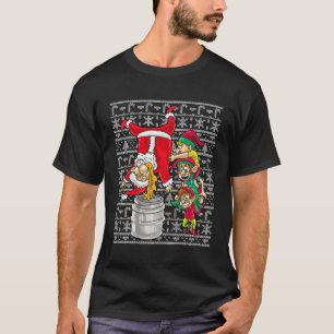 Camiseta Papais noeis Keg Stand Beer Bebendo Humor Feio Nat
