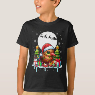 Camiseta Papais noeis Kiwi Bird Snowman Xmas Luz custos col